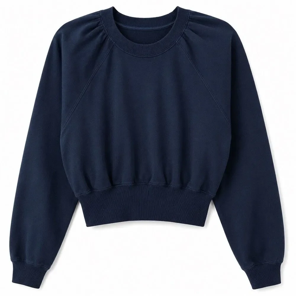 Lululemon LA Puff Sleeve Cropped Sweatshirt Size 4 Navy Athleisure Pullover